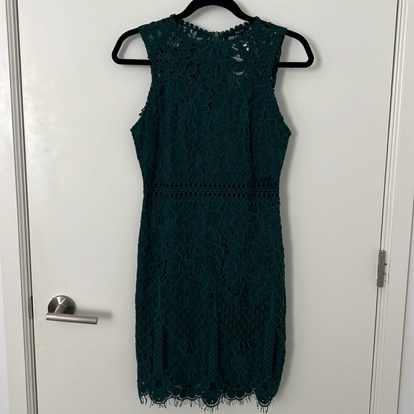 Teal Lace Midi Dress - Picture 1 of 6